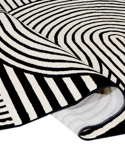 Black & White Abstract Shaggy Anti-Skid Carpet