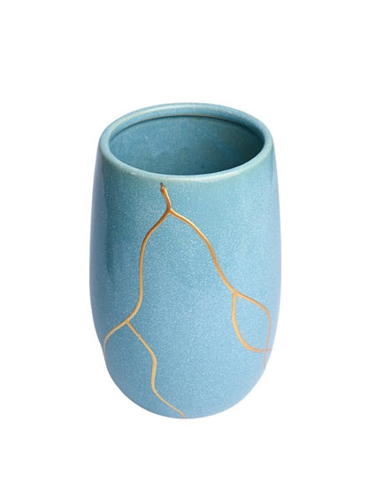 Blue Textured Ceramic Vase