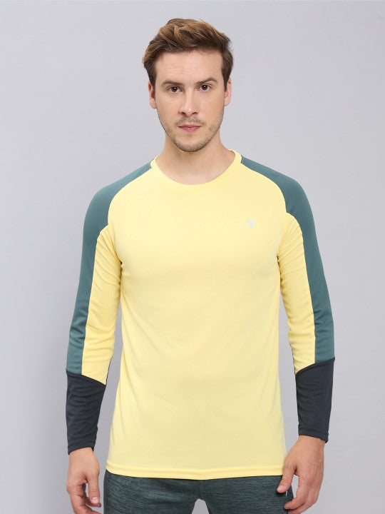 Colourblocked Raglan Sleeves Antimicrobial Slim Fit Sports T-Shirt