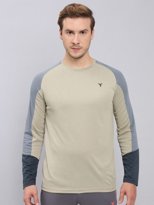 Colourblocked Raglan Sleeves Antimicrobial Slim Fit Sports T-Shirt