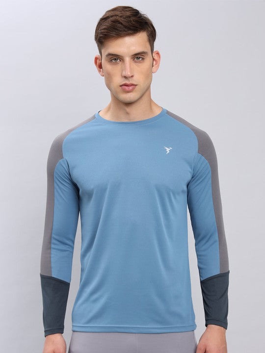 Colourblocked Raglan Sleeves Antimicrobial Slim Fit Sports T-Shirt