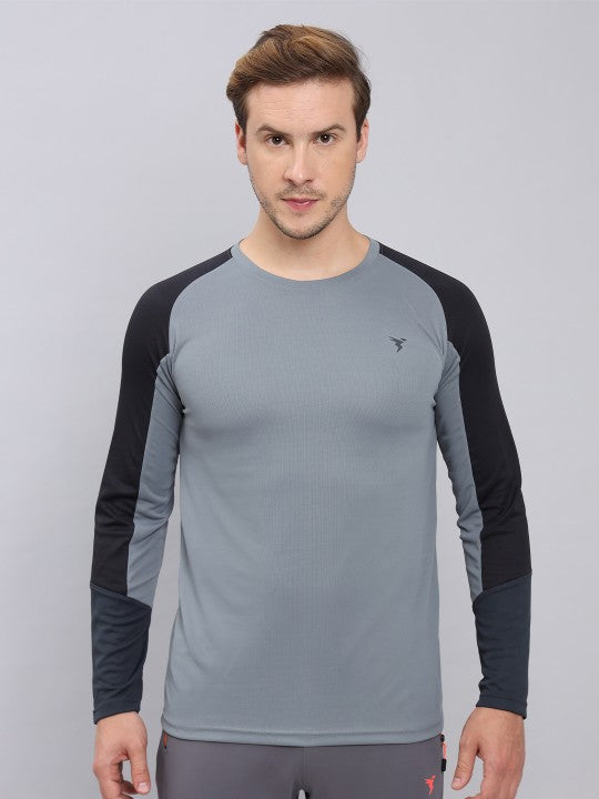 Colourblocked Raglan Sleeves Antimicrobial Slim Fit Sports T-Shirt