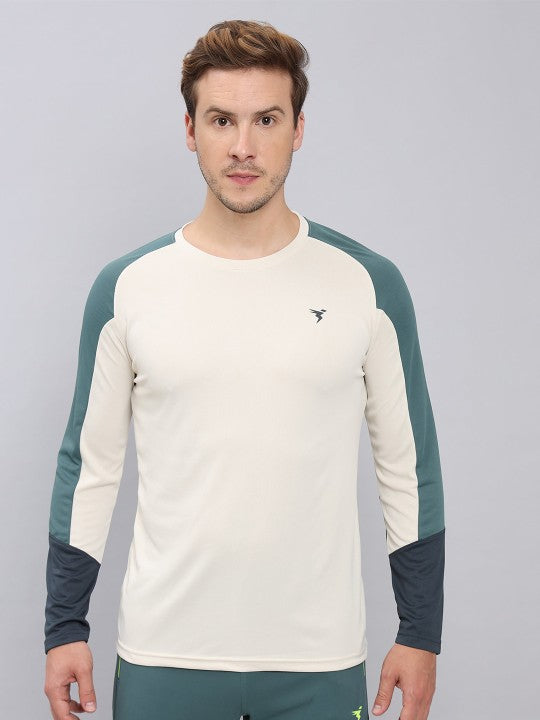 Colourblocked Raglan Sleeves Antimicrobial Slim Fit Sports T-Shirt