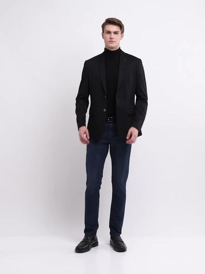 Notched Lapel Long Sleeves Slim-Fit Single Breasted Blazer