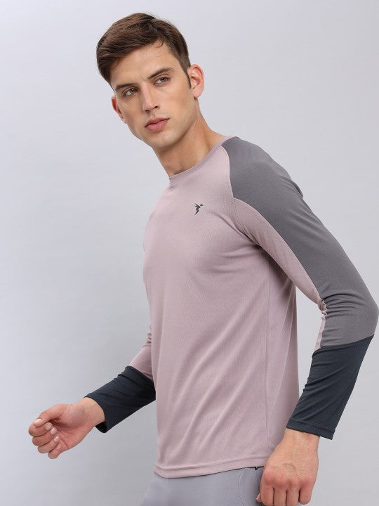 Colourblocked Raglan Sleeves Antimicrobial Slim Fit Sports T-Shirt